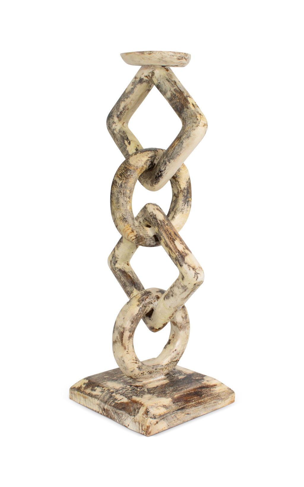Whitewashed teak root chain-link candle holder – image 6