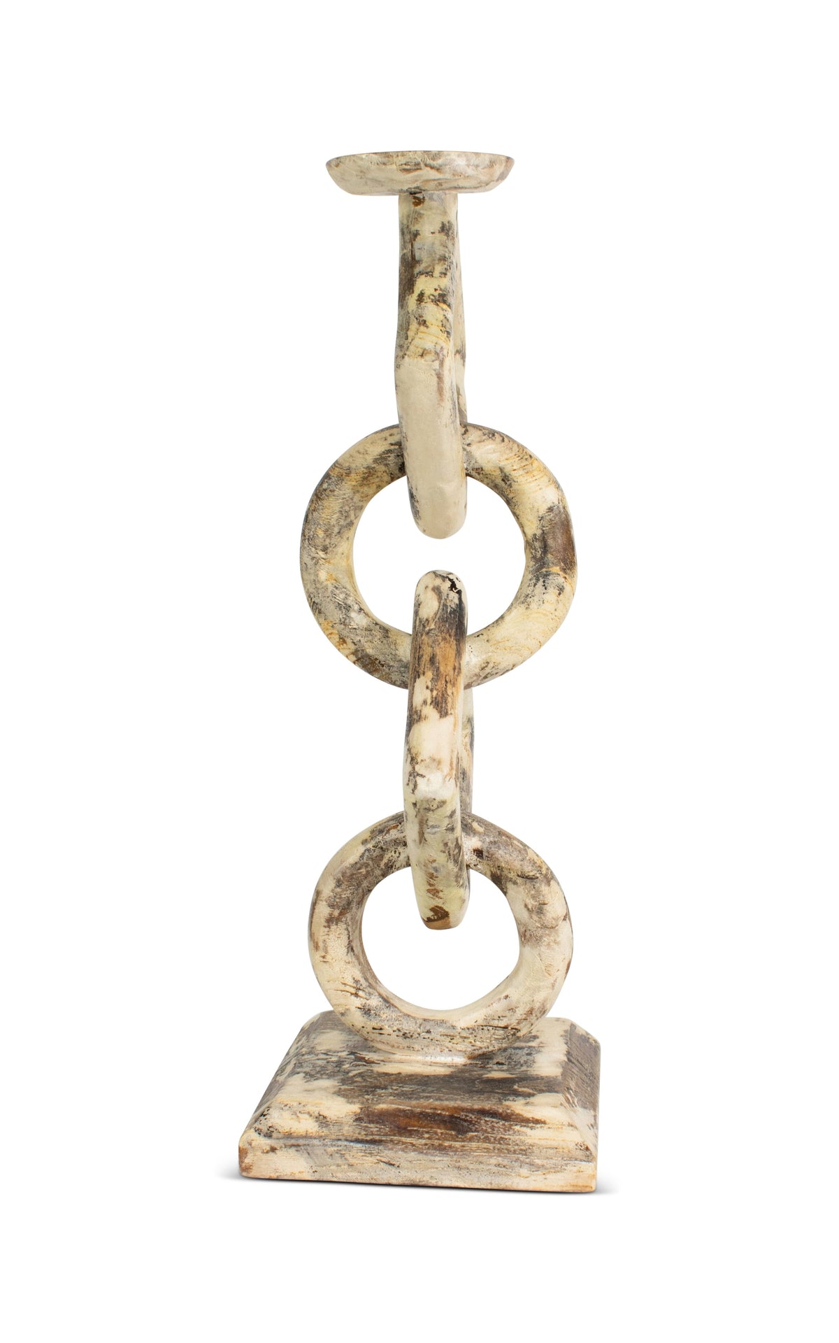 Whitewashed teak root chain-link candle holder – image 9