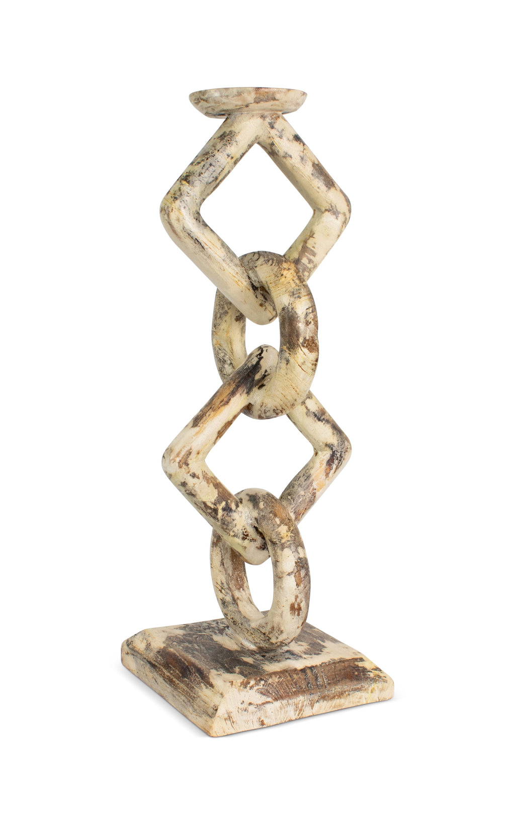Whitewashed teak root chain-link candle holder – image 7