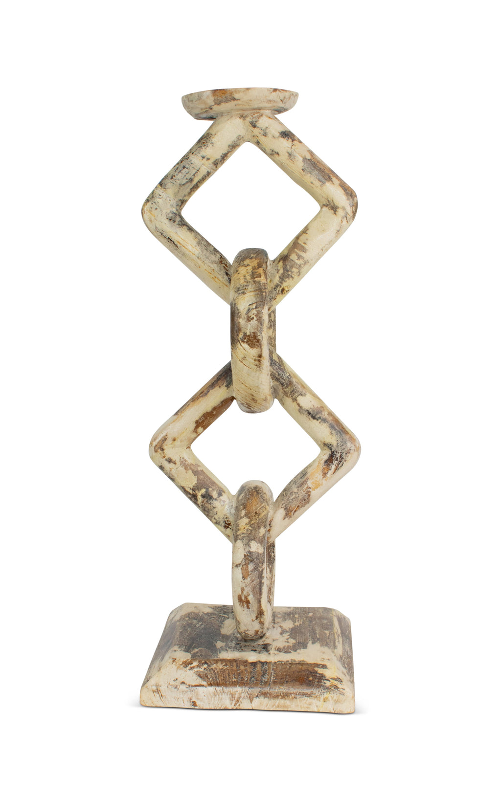Whitewashed teak root chain-link candle holder – image 8