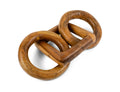 Teak chain-link sculpture with two round and one square link – image 1