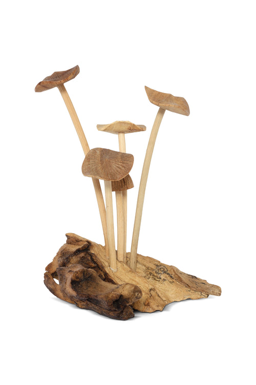 Large hand-carved wooden mushroom figurine – image 1