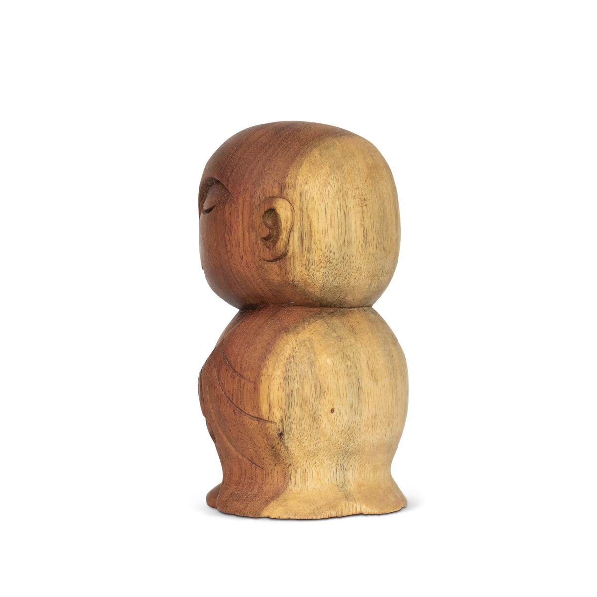 Hand-carved rain tree wood Buddha monk figurine – image 5